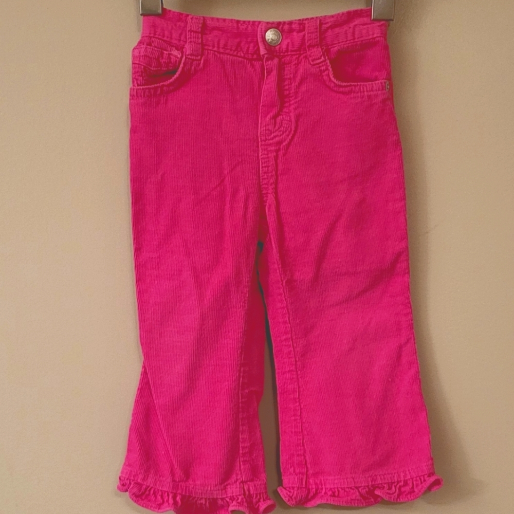 Koala kids bright pink corduroy flare leg pants with ruffle hem